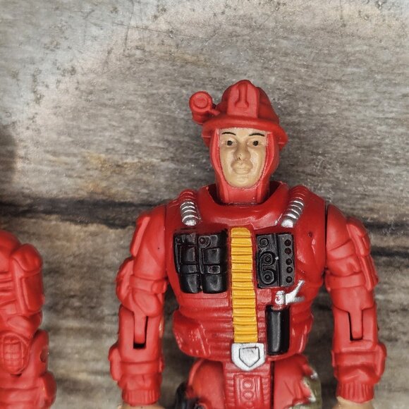 Red Fireman Fire Fighter SWAT Police Action Figures Rescue Posable 3.5" - Picture 3 of 11